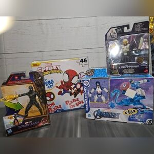 Marvel Action Figure Toy Lot All New Avengers Spiderman Buzz Lightyear Puzzle
